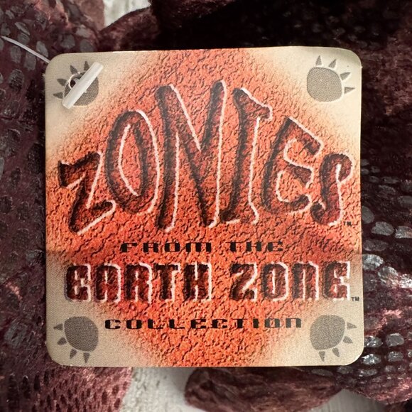 Russ ZONIES Earth Zone Beanie TYRONE Triceratops Dinosaur Vintage Toy Plush 15" - Picture 6 of 10